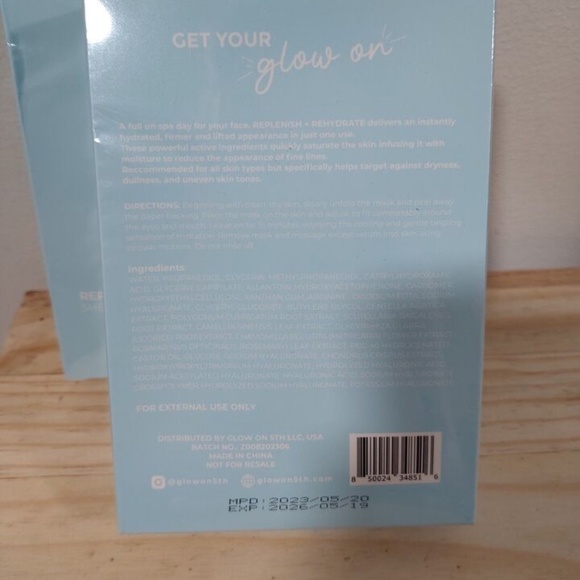 GLOW ON 5TH Replenish + Rehydrate 6 Sheet Mask x2 - Picture 3 of 3